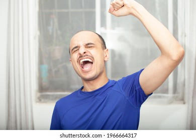 Hyper Happy Brazilian Celebrating Great Achievement