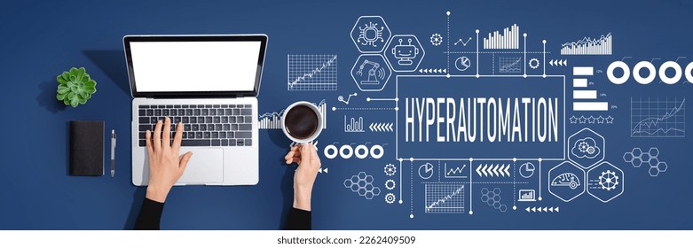 Hyperautomation theme with person using a laptop computer