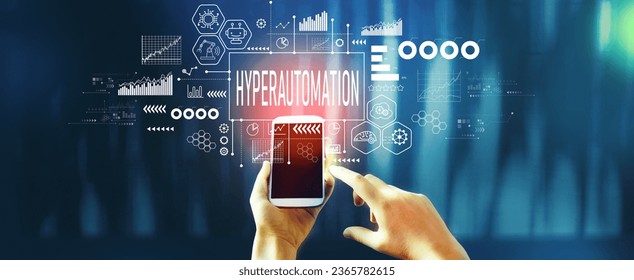 Hyperautomation theme with person using a smartphone