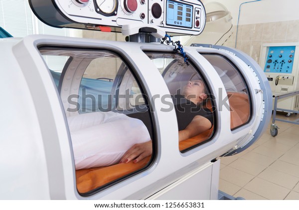 Hyperbaric oxygen chamber\
in a hospital.