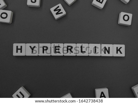 Hyperlink, word cube with background.