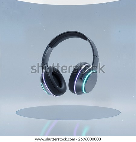 Hyper-Realistic 3D Render of Futuristic Wireless Over-Ear Headphones on a Minimalist Background