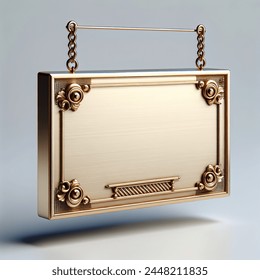Hyperrealistic Blank Brushed Gold Rectangular Sign AI-generated image ...