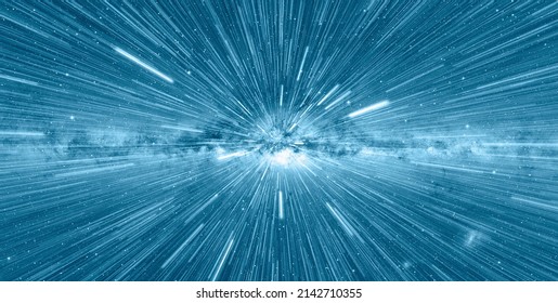 Hyperspace jump milky way galaxy in the background - Space Travelling in the Speed of Light - Abstract light with fibre-optic. "Elements of this image furnished by NASA"