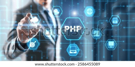Hypertext Preprocessor PHP Programming. Interpreted programming language.