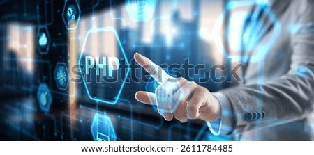 Hypertext Preprocessor PHP Programming. Interpreted programming language.