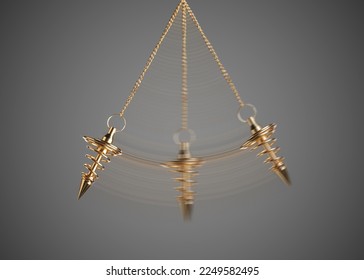 Hypnosis session. Pendant swinging on grey background, motion effect