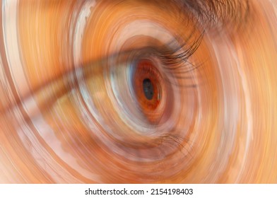 Hypnosis Spiral in eye with vertigo 
 -  Image of abstract spiral hazel eye 