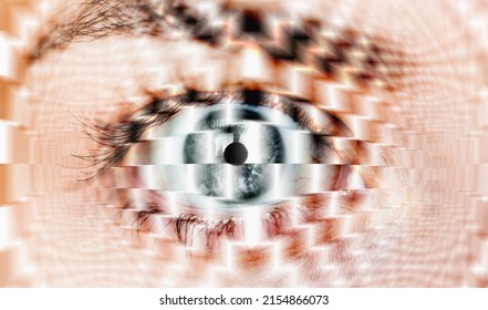 Hypnosis Spiral in eye with vertigo   Image of abstract spiral darkblue eye 