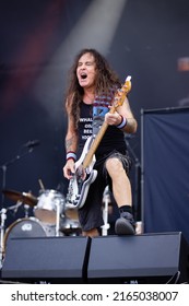 HYVINKAA, FINLAND – JUNE 3 2022: Steve Harris Of Iron Maiden Performing With British Lion At Rockfest Music Festival.