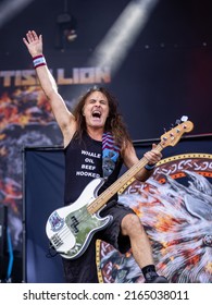 HYVINKAA, FINLAND – JUNE 3 2022: Steve Harris Of Iron Maiden Performing With British Lion At Rockfest Music Festival.