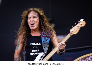 HYVINKAA, FINLAND – JUNE 3 2022: Steve Harris Of Iron Maiden Performing With British Lion At Rockfest Music Festival.