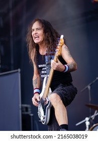 HYVINKAA, FINLAND – JUNE 3 2022: Steve Harris Of Iron Maiden Performing With British Lion At Rockfest Music Festival.