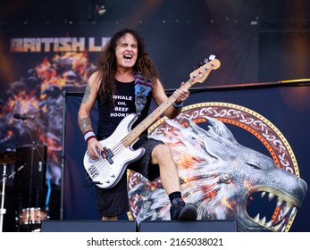 HYVINKAA, FINLAND – JUNE 3 2022: Steve Harris Of Iron Maiden Performing With British Lion At Rockfest Music Festival.