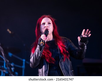 HYVINKAA, FINLAND – JUNE 4 2022: Radio Personality Laura Vahahyyppa Working As A Presenter At Rockfest Music Festival