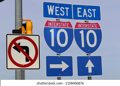 I-10 American Road Sign, Interstate Highway 10