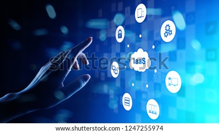 IaaS - Infrastructure as a service, networking and application platform. Internet and technology concept on virtual screen.