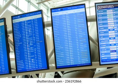 IAH, Houston Intercontinental Airport, Houston, T, USA - Flight information display screens