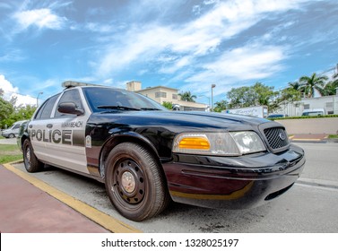 Iami Beach, USA - September 12 2018:A Ford Crown Victoria Police Car