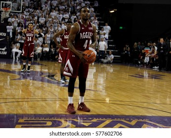 Ian Baker Guard For The New Mexico State University Egging At GCU Arena In Phoenix Arizona USA February 11,2017.