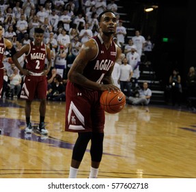 Ian Baker Guard For The New Mexico State University Egging At GCU Arena In Phoenix Arizona USA February 11,2017.