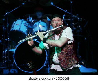 Ian Scott Anderson, The Jethro Tull Lead Singer And Flautist, Performs At A Concert Hall In Moscow On March 22, 2005.