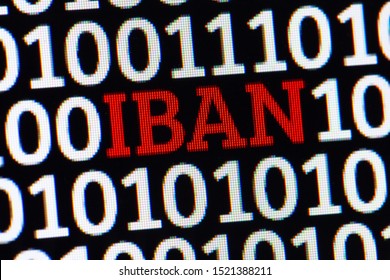 IBAN. International Bank Account Number. Binary Code Of Zeros And Ones In The Background