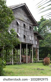 Iban Long House Near Kuching, Sarawak In Borneo