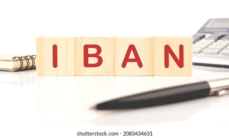 Iban Word Written On Wood Block. International Bank Account Number.