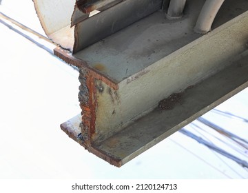 I-beam or Metal cutter, steel cutting by acetylene torch,  on construction site. - Powered by Shutterstock