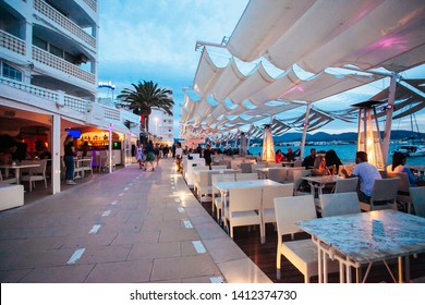  Ibiza Island Spain May 2019 People Cafe Del Mar Cafe