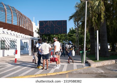 Ibiza, Spain - August 28, 2019  : View Of Ushuaia Disco Club Entrance