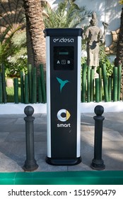 Ibiza, Spain - August 28, 2019  : Ushuaia Electric Car Charging Station