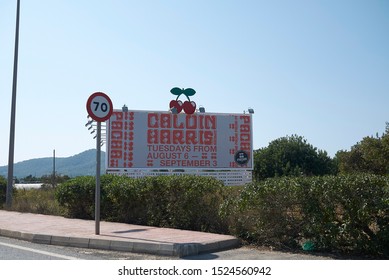 Ibiza, Spain - August 31, 2019  : Calvin Harris Billboard