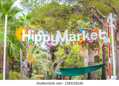 IBIZA / SPAIN - OCTOBER 01 2014: Punta Arabi Hippy Market is a famous place on the island where artists sells handmade crafts and souvenirs