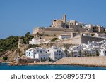 Ibiza town from the sea "d Alt vila", Ibiza island, Balearic Islands, Spain