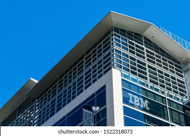 IBM Sign And Logo On Facade Of IBM Watson Modern Office Building - San Francisco, California, USA - September, 2019