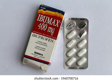 Ibuprofen (Ibumax 400mg) Tablets, This Is A Non Steroidal Anti-inflammatory Drug (NSAID) That Relieves Pain And Treat Inflammation. Available With And Without Prescription. April 2020, Espoo, Finland.