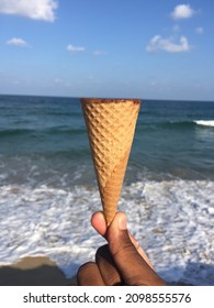 Ic Cream Cone At Beach