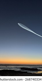 ICBM Rocket Test in the sky over Swamis Reef Surf Park Encinitas California.