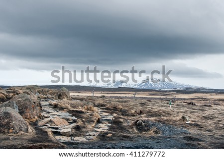 Ice age landscape from Iceland in cloudy weather