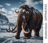 The Ice Age mammoth, a majestic prehistoric creature, roamed the frozen landscapes of the Pleistocene epoch. Characterized by its long, curved tusks and thick, shaggy fur, the mammoth was well-adapted