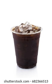 Ice Americano Coffee On White Background. Isolated.