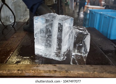 Ice Block In The Old Fish Market Tokyo Japan