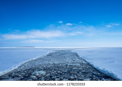 Ice Break Out Behind Ice Breaker Ship 