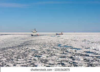 Ice Breaker Assist General Cargo Ship In Ice Navigation