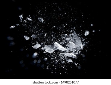 Ice broken. isolated on a black background.