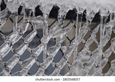 Ice Build Up On A Fence 