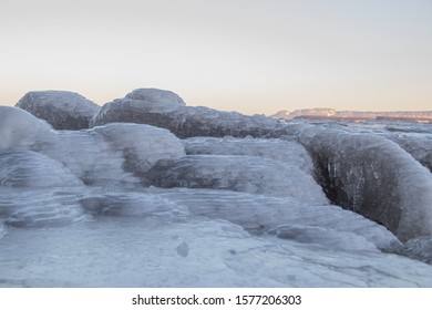 Ice Build Up On The Shore Of Lake Superior 