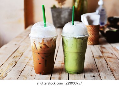 Ice Cappuccino Coffee And Matcha Green Tea Frappe